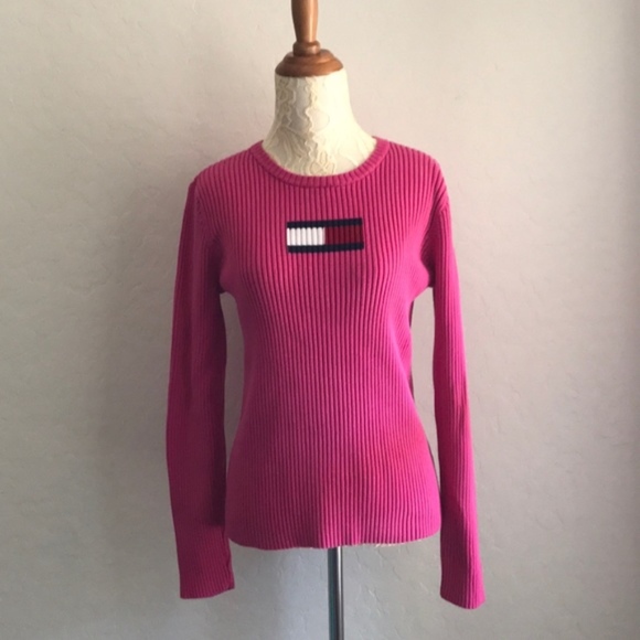 Tommy Hilfiger Sweaters - Vintage Tommy Hilfiger logo pink sweater size L